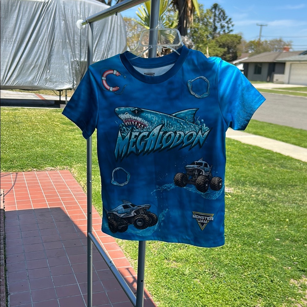 Blue Megalodon Monster Truck T-Shirt